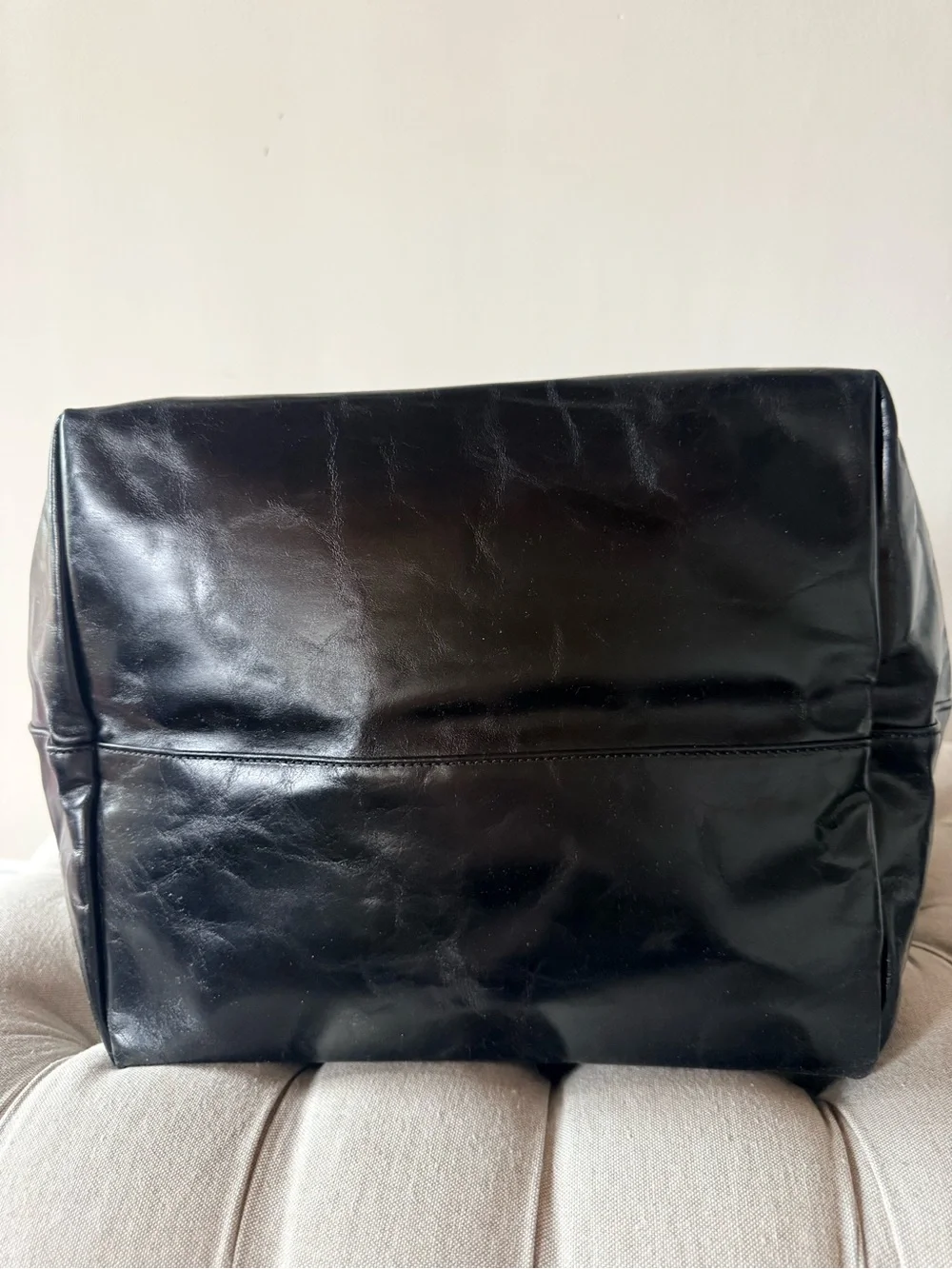 Alexander Wang Black Crinkled Leather Punch Large Tote Bag Pristine $595 Current - Picture 3 of 7